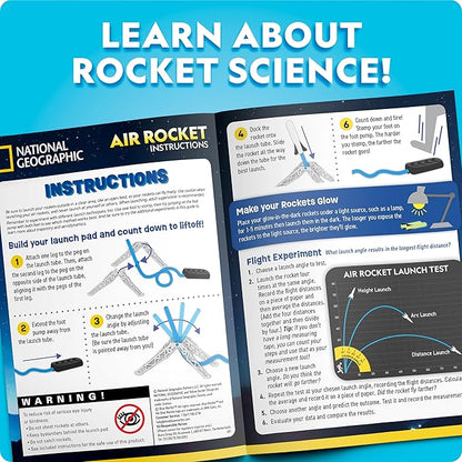 National Geographic Air Rocket Launcher Toy - Launch Glow in The Dark Rockets up to 100 Feet, Kids Outdoor Toys, Toys for Kids 8-12, Glow in The Dark Toys, Rocket Kit, Fun Outdoor Toys