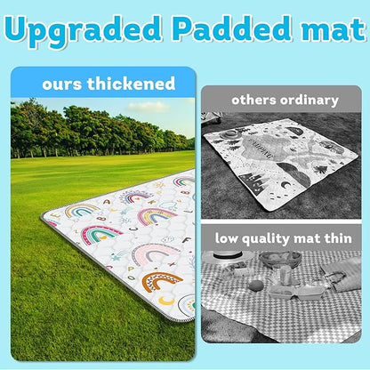 Baby Play Mat，Thick Soft 47" X 47" Playpen mat, Non-Slip and Machine Washable Baby Play Mats for Floor，Crawling Mat for Babies, Toddlers & Infants to Play and Learn (Rainbow)