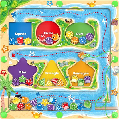 Magnetic Color & Shape Maze - Montessori Toys for 3 4 5 Year Old, Color and Shape Sorting Toy, Montessori Toys for Kids Boys Girls Gifts Ages3+, Preschool Learning Activities