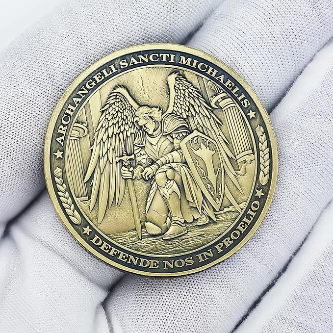 The Archangel Michael Challenge Coin Christian Coin Bible Verse Angel Coin As Catholic Gifts (Single Coin)