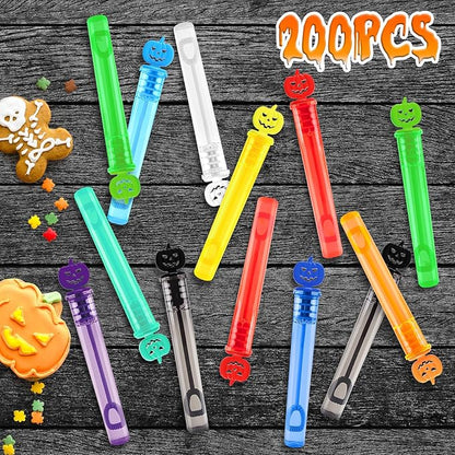 200PCS Halloween Party Favor, Halloween Bubble Wands for Kids, Halloween Trick or Treat Toys, Goodies Bag Fillers, Pinata Fillers, Mini Bubble Wands for Party Supplies