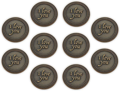 Bulk Set of 10 Romantic Love Expression Coins, I Love You, Grow Old Along with Me, The Best is Yet to Be, Anniversary Pocket Tokens for Date Night, Love Gift for Men & Women, from Him or Her