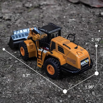 Gemini&Genius Wheeled Loader Heavy Duty Construction Site Vehicle Toys 1:60 Scale Diecast Bulldozer Engineering Shovel Dump Truck Collectible Alloy Model Toys for Kids and Decoration for House