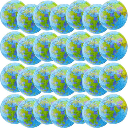 28 Pack 16 Inch Inflatable Globe Blow up Earth Globe Inflatable Beach Balls Bulk for Beach Swimming Pool Party Supplies