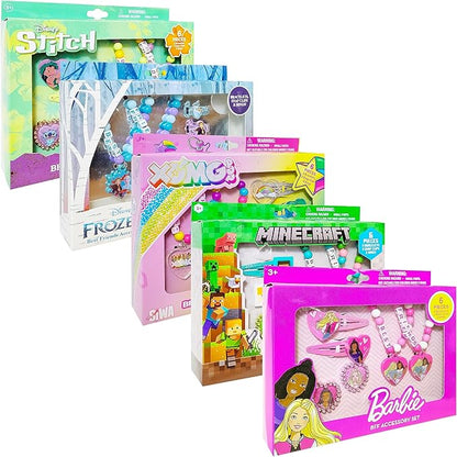 LUV HER Barbie Accessories for Girls 6 Piece Toy Jewelry Box Set with 2 Rings, 2 Bead Bracelets, and Snap Hair Clips Ages 3+