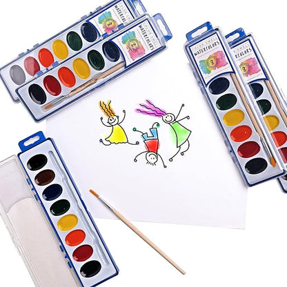 Color Swell Art Supplies Pack - 4 Packs Each of Watercolors, Crayons, and Markers
