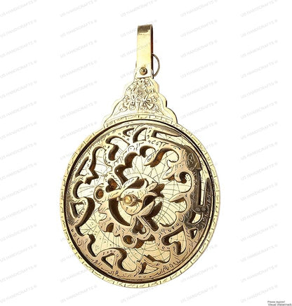 10.5" Hanging Brass Arabic Astrolabe Globe – Maritime Navigational & Astrological Calendar Replica | Handcrafted Brass Nautical Decor & Historical Collectible