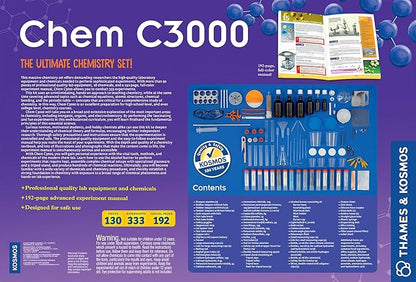 Thames & Kosmos Chem C3000 (V 2.0) Chemistry Set | Science Kit with 333 Experiments & 192 Page Lab Manual, Student Laboratory Quality Instruments & Chemicals