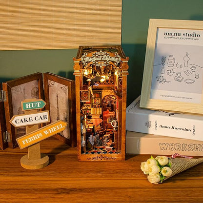 Book Nook Kit，DIY Miniature Dollhouse Kit for Adults and Teens，3D Wooden Tiny House for Family and Friends，Bookshelf Decor in Halloween/Christmas(Magic Book-Shop)