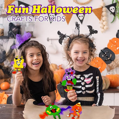 4E's Novelty Halloween Crafts for Kids (12 Pack) Silly Monsters Foam Magnet Fall Crafts Bulk, Halloween Party Activities for Kids Ages 3-5, 4-8