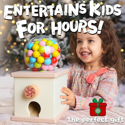 9.6" Wooden Gumball Machine Counting Montessori Toys for 3 4 5 Years Old Boys Girls, Toddler Preschool Learning Activities Toy for Kids Ages 4-8, Birthday Gifts Sensory Toys