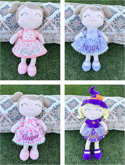 Gloveleya Personalized Curly Doll with Your Name - Cute Custom Yellow Soft Plush Doll for Girls Plush Doll Customized Gifts