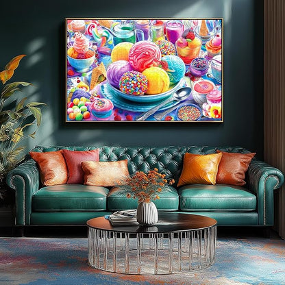 500 Piece Jigsaw Puzzle for Adults Colorful Ice Cream Candy Sweet Dessert with Letters on Back Cool Unique Fun Family ChallengingPuzzles for Seniors Family (23"x15")