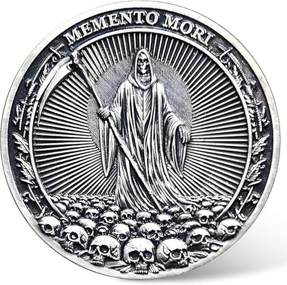 Memento Mori Carpe Diem Challenge Coin - Motivational Coin with Life & Death Symbols - Inspirational Gift for Friends & Loved Ones ﻿ ﻿