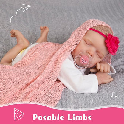 Newborn Baby Doll 20-Inch Sleeping Realistic Baby Dolls Full Body Soft Vinyl Baby Doll Girls Adorable Real Life Baby Dolls with Clothes and Toy Accessories for Kids Age 3+