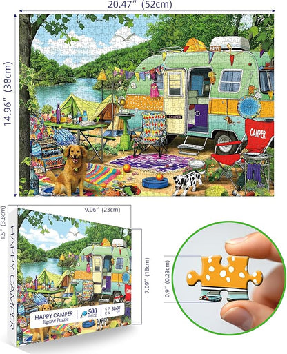 Puzzles for Adults 500 Pieces, Lakeside Camping Puzzle Challenging Puzzles for Adults, Jigsaw Puzzles 500 Pieces Ideal for Relaxation and Family Fun Puzzle Finished Size is 23 x 15 inch