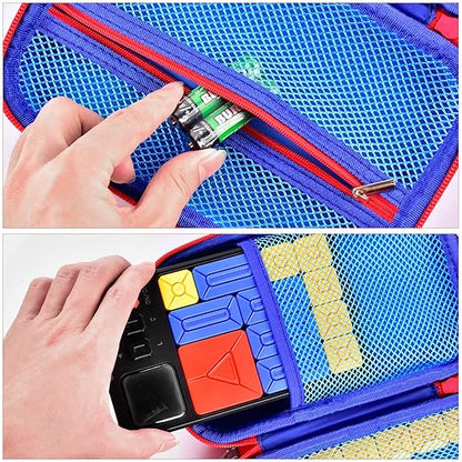 casmilee Case Compatible with Giiker Super Slide Brain Games, Brain Teaser Puzzles Organizer Storage Bag, Flow Slider Puzzle Game Holder (Blue)