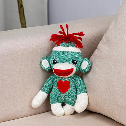 Plushland Adorable Sock Monkey, The Original Traditional Hand Knitted Stuffed Animal Toy Gift-for Kids, Babies, Teens, Girls and Boys Baby Doll Present Puppet 6 Inches