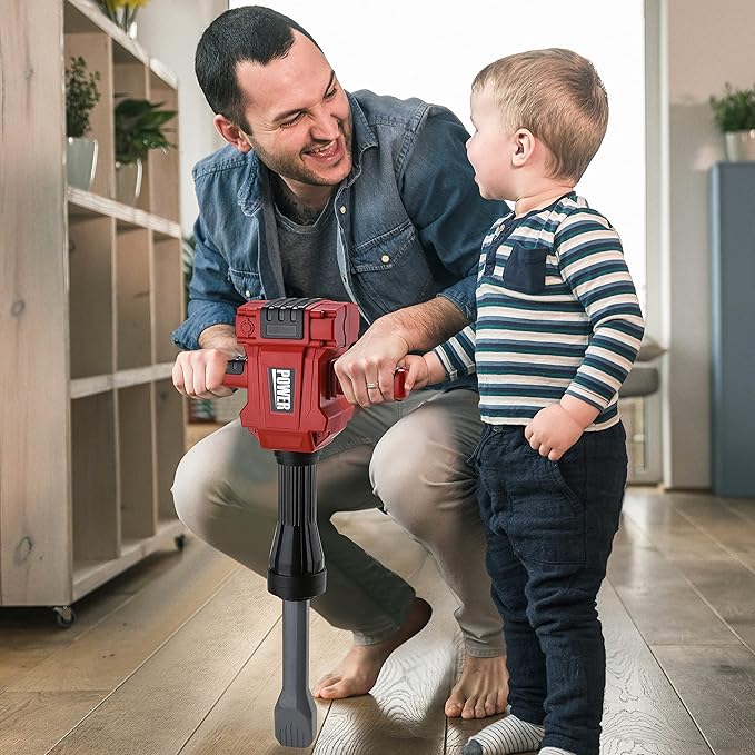 Toy Choi's Kids Jackhammer Toy Drill - Pretend Play Jackhammer with Realistic Sound & Action, Kids Construction Toys for Boys Girls Aged 3-5,4-7