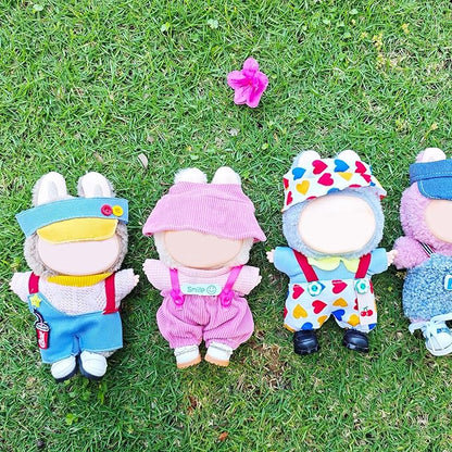 Clothes for 17cm Doll, 3 PCS Cute Blue Hat & Jumpsuit Set, Dress up Outfit Exquisite Accessories for Dolls