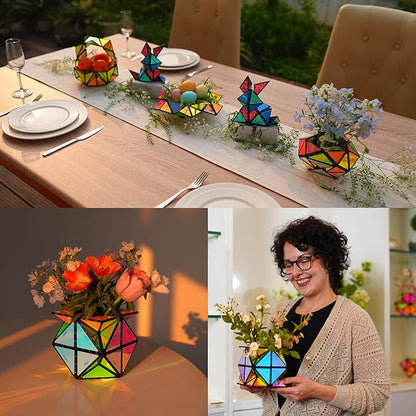 TOSY Magnet Pyramid Stone - 1 Cube Transforms into 1 Billion Shapes, 12 Pieces, 243 Rare Earth Magnets, Holographic Design Magnet Tiles Creative Puzzle STEM/STEAM Toy, 4-Pack