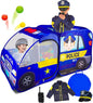 Police Car Pop Up Play Tent with Sound Button and Policeman Officer Costume for Kids, Toddlers, Boys, Girls, Indoors & Outdoors – Playhouse for Interactive Fun - Foldable, Quick Setup Pretend Play