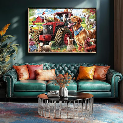1000 Piece Farm Animals Jigsaw Puzzle - Classic Barnyard Scene, Challenging Adult Puzzle for Game Nights 27.5x19.7 Inch