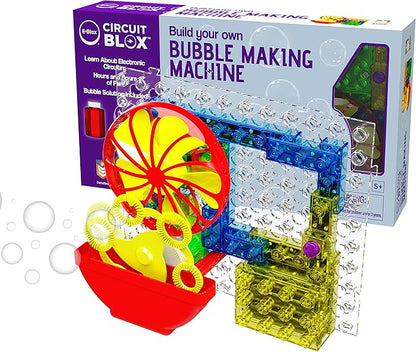 E-BLOX Building Blocks STEM Circuit Kit, Build Your Own Bubble Machine, Bubble Solution Included, Great Science Project for Little Ones, Birthday Gift, Boys, Girls, 5+