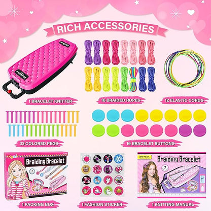 Friendship Bracelet Making Kit for Girls,DIY Arts and Crafts Toys,Jewelry String Maker Kit,The Best Birthday Gifts Ideas for Girls 6 7 8 9 10 11 12+ Years Old（Rose and Black