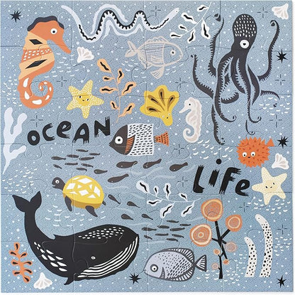 Wee Gallery Floor Puzzle, 24-Piece Jumbo Jigsaw Puzzles for Toddlers, Early Learning Activity, Cognitive and Fine Motor Skills Development, Learning Toys for Toddlers, Ocean Life
