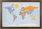 Push Pin Travel Maps - Blue Oceans World - Rustic Brown Framed Pin Map for Tracking Your Travels - 27.5" x 39.5" - 8 Handcrafted Frame Options - Made in USA - Ideal for Any Traveler