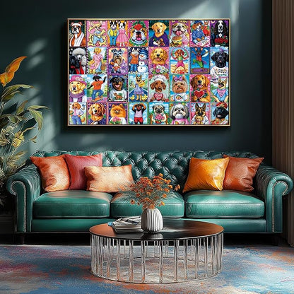 Dog Collage 1000 Piece Jigsaw Puzzle for Adults Colorful Pet Portrait Unique Fun Dogs Jigsaw Puzzles Challenging Funny Family Puzzle Perfect for Game Nights (27.5"x19.6")