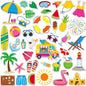 40PCS Reusable Jelly Stickers, Waterproof Summer Beach Window Cling Stickers for Toddlers, Removable Easy to Clean Gel Decals for Kids, Adults, Home & Classroom Decors, Travel Toy (Not Edible)