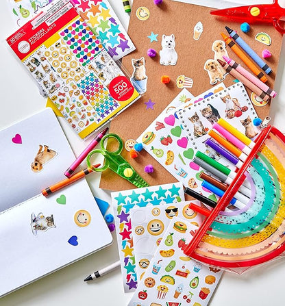 American Greetings Stickers for Kids, Assorted Shapes, Animals and Smiley Faces (599 Stickers)