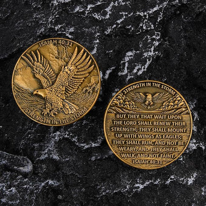 Inspirational Eagle Coin - Motivational Inspirational Gift for Spiritual Encouragement, Christian Gift, Strength in The Storm Token, First Responder Keepsake