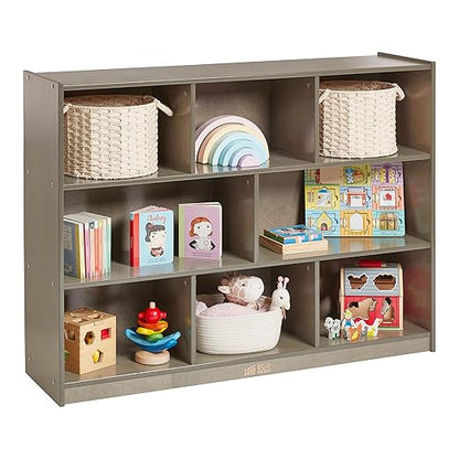 ECR4Kids 8-Compartment Mobile Storage Cabinet, 36in, Classroom Furniture, Natural