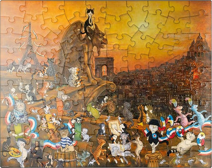 MyPuzzle Cats in Paris - Sven Hartmann - Premium 100 Piece Jigsaw Puzzle for Adults