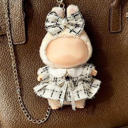 Clothes for LABUBU 17cm Doll (NO Doll), Outfit for LABUBU, Dress and Hairpin Set for LABUBU Dress Up, Fashion and Premium Dolls Accessories for LABUBU (Style P)