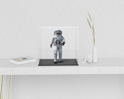 5 Inch Clear Acrylic Display Case, Rectangle Box for Collectibles, Plexiglass Case With Matt Black Stand for Toys, Desktop Display