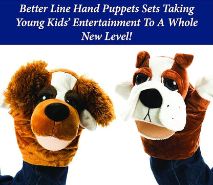 Animal Hand Puppets Set for Kids & Adults - 12.5" Premium Quality Soft Plush Toys with Movable Mouths - Perfect for Storytelling, Teaching, Preschool, Role-Play - Durable, Vibrant, Educational Puppets