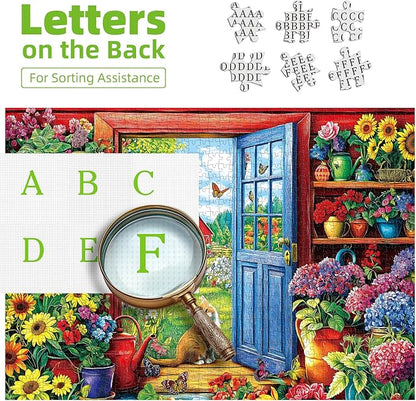 500 Pieces Puzzle for Adults, Flowers House Puzzle, Recycled Cardboard Jigsaw Puzzles 500 Pieces, Challenging Game Home Decor Birthday Party Gift Toy 23 x 15 inch