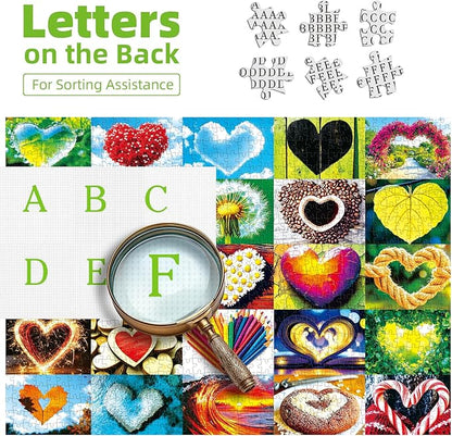Love Heart 1000 Piece Puzzle for Adults Valentine's Love Collage Puzzles for Adults 1000 Pieces Colorful Love Shaped Jigsaw Puzzles 1000 Pieces Family Challenging Puzzle (27.5"X19.6")