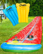 JAMBO 31.5Ft Extra Long Water Slide and 2 Bodyboards, Heavy Duty Slip Splash and Slide with Inflatable Crash Pad, Summer Water Toy Sprinkler, Backyard Outdoor Water Fun n Toys for Kids, Splash Mat