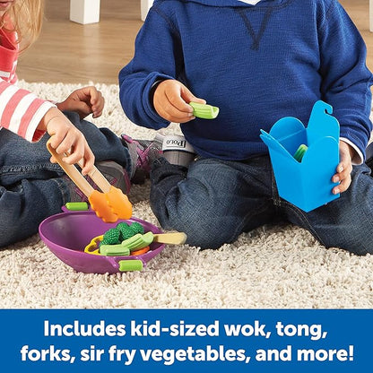 Learning Resources New Sprouts Stir Fry Play Food Set, Toy Wok, Pretend Play Toys for Toddlers, Kitchen Toys, 17 Piece Set, Ages 18 mos+