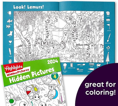 Highlights for Children Hidden Pictures 2024 Activity Books for Kids Ages 6 and Up, 4-Book Set of Travel-Friendly Screen Free Seek and Find Fun, Books Double as Coloring Books