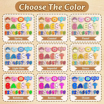 Personalized Name Puzzle for Toddlers - Custom Wooden Jigsaw Puzzles with Animals, Montessori Learning Toys, Baby Birthday Gift for 1, 2, 3 Year Old Boy or Girl (Name Puzzle-04)