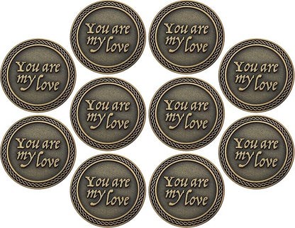Bulk Set of 10 Romantic Love Expression Coins, You are My Love, with You Forever Won't Be Long Enough, Anniversary Pocket Tokens for Date Night, Love Gift for Men & Women, from Him or Her