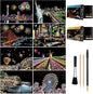 Scratch Art for Teens & Adults, Rainbow Engraving Painting Landscape Scratchboard(A4) Crafts Set: 8 Sheets with 4 tools - New York, Statue of Liberty, Golden Gate Bridge, Manarola (America / Europe)
