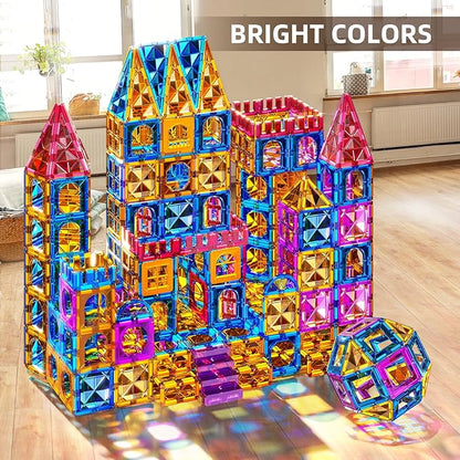 SNAEN Magnet Building Tiles for Kids Ages 3-5 4-8, 96 Pieces Educational Magnet Toys for 3 4 5 6 7 8 Years Old Boys, 3D Building Blocks, Creative Play for Ages 5-7, Toddler Toy Gifts