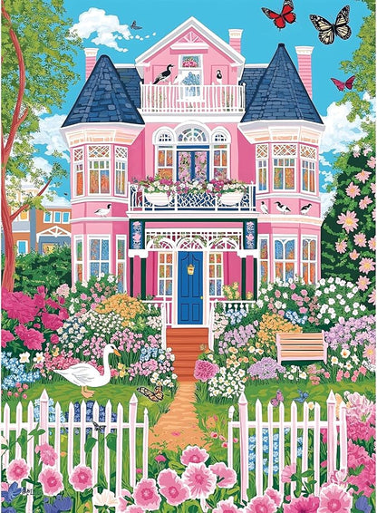 Puzzles for Adults 500 Pieces,Beautiful Manor Puzzle for Adults 500 Pieces,Spring Garden House Jigsaw Puzzles for Seniors and Kids, Perfect for Game Nights Giving Puzzles,20.5x15 in